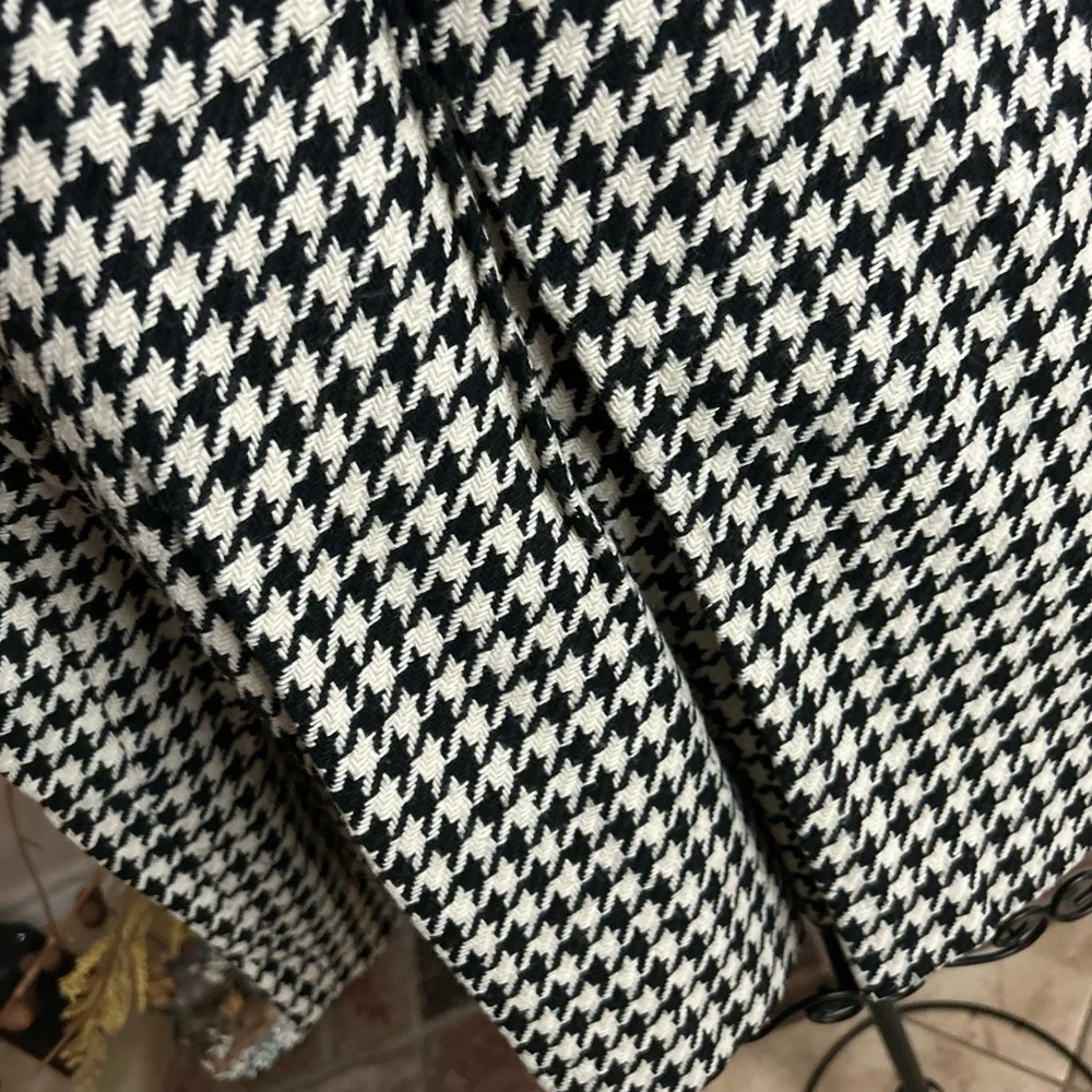 Charter Club Black and White Houndstooth Print Short Peacoat Sz L - Picture 3 of 4